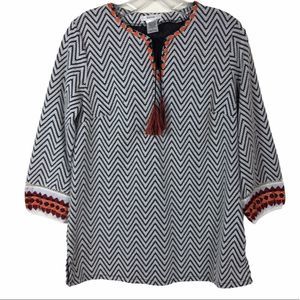 ESLEY CHEVRON EMBROIDERED TUNIC SZ S